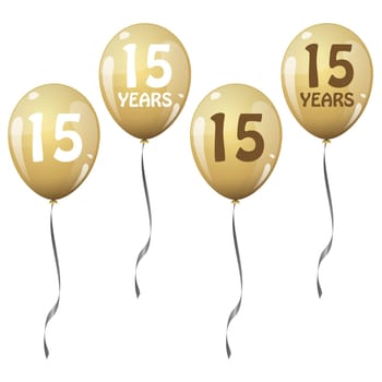 four golden jubilee balloons for 15 years