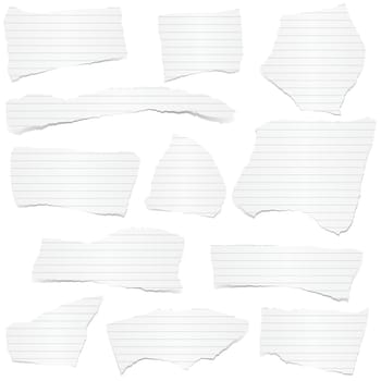 collection of white lined scraps of papers with shadows