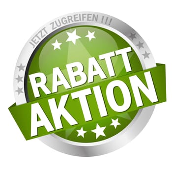 round button with banner and text discount promotion