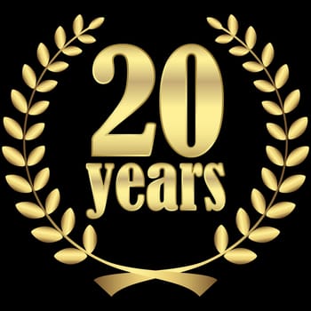 laurel wreath for firm jubilee with text 20 years