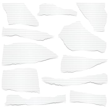 collection of white lined scraps of papers with shadows