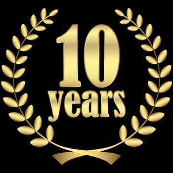 laurel wreath for firm jubilee with text 10 years