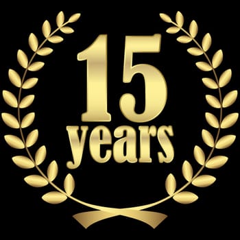 laurel wreath for firm jubilee with text 15 years