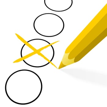 illustration of pencil colored yellow drawing a cross