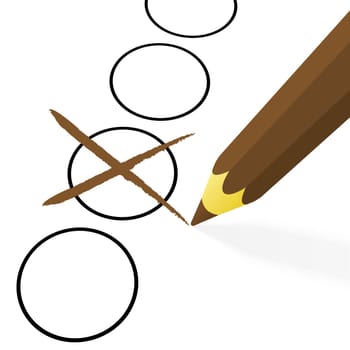 illustration of pencil colored brown drawing a cross