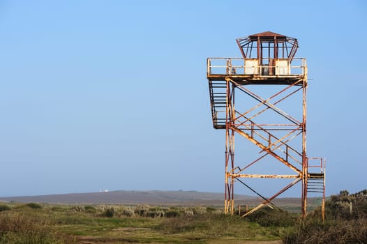 Old steel watchtower in Istria by the sea