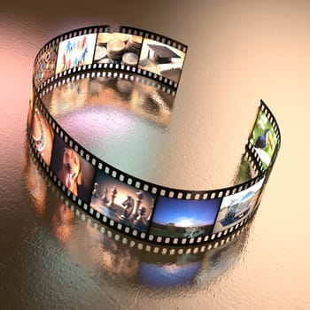 Letter C written with a photographic film strip. Clipping path included.
