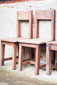 Wooden chairs in garden, stock photo