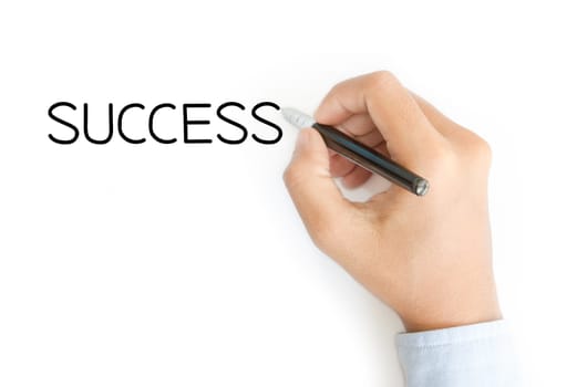 business hand writing success on white background