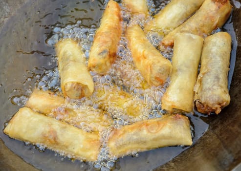 Deep Frying Spring Rolls