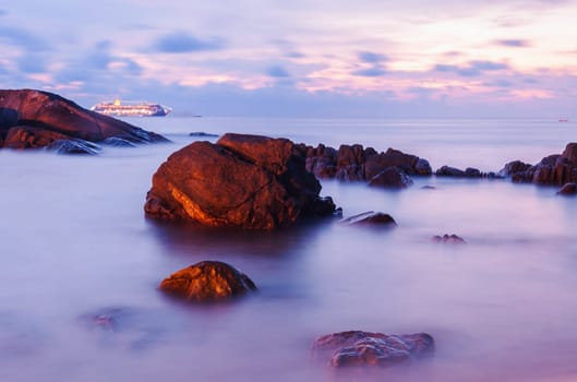 High dynamic range technique seascape in twilight, Patong beach, Phuket thailand