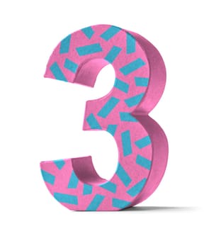 Colorful number made of cardboard - number 3