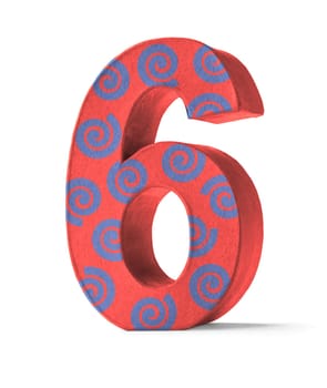 Colorful number made of cardboard - number 6