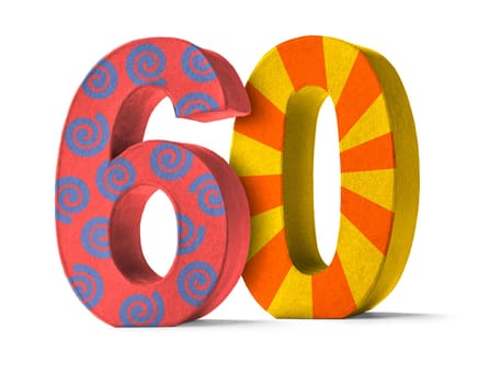 Colorful number made of cardboard - number 60