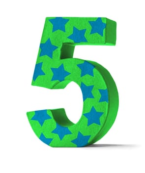Colorful number made of cardboard - number 5