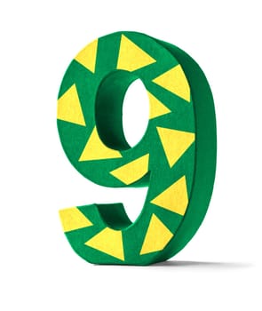 Colorful number made of cardboard - number 9
