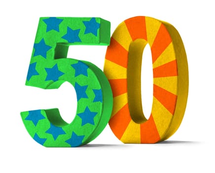 Colorful number made of cardboard - number 50