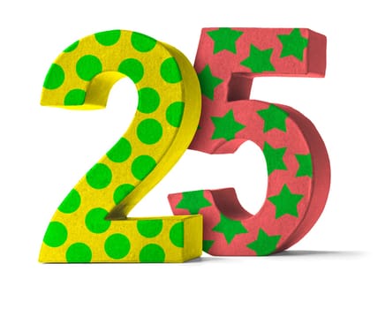Colorful number made of cardboard - number 25