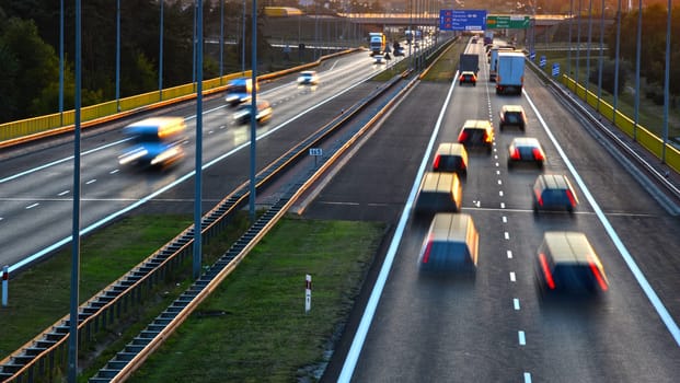 Four lane controlled-access highway in Poland.