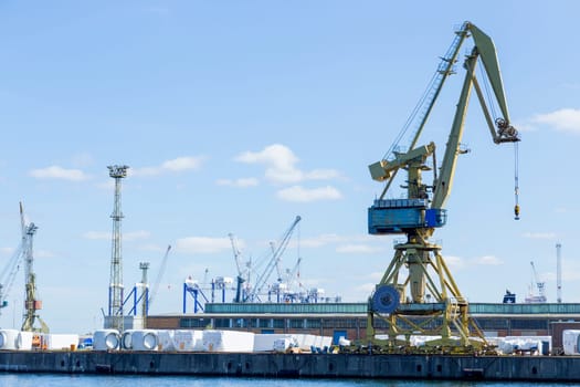 Large loading crane on the quay of Warnemünde