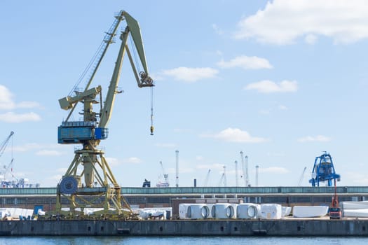 Large loading crane on the quay of Warnemünde