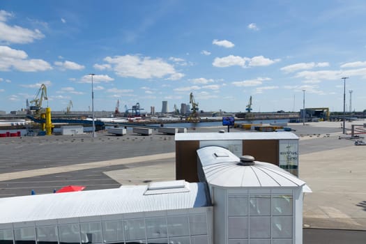 Overview of the ferry port of Warnemünde