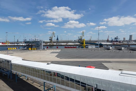 Overview of the ferry port of Warnemünde