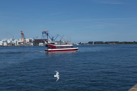 Industry and shipyard in the port of Warnemünde