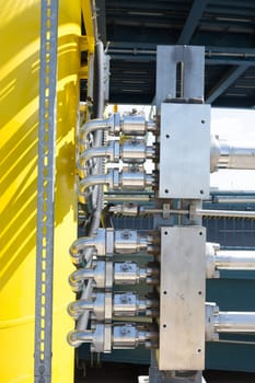 Chrome-plated supply lines in the port of Warnemünde