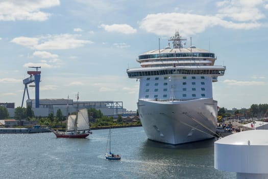 Large cruise ship in the ferry port of Warnemünde