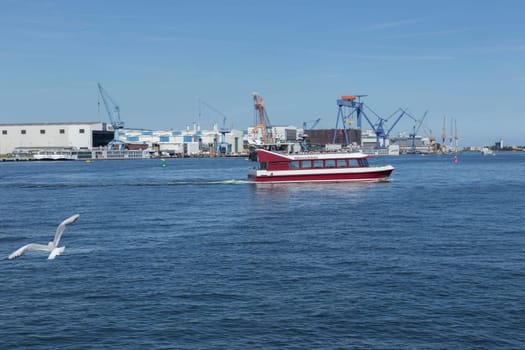 Industry and shipyard in the port of Warnemünde