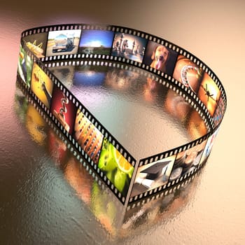 Letter D written with a photographic film strip. Clipping path included.