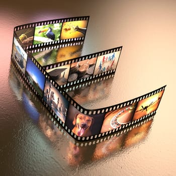 Letter E written with a photographic film strip. Clipping path included.