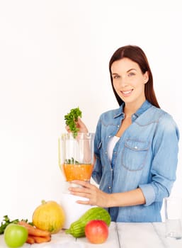 Young female making healthy food