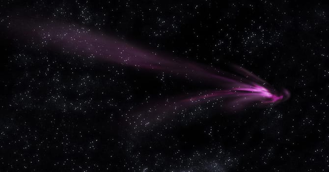 Image of comet,  space dusty in deep space, with star field background. Computer generated abstract background.