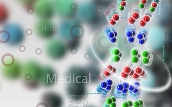 Digital illustration DNA structure in colour background