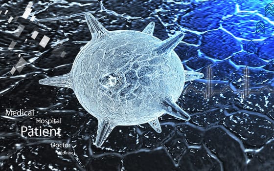 Digital illustration of herpes virus in colour background