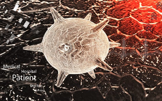 Digital illustration of herpes virus in colour background