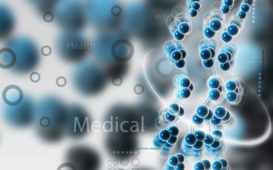 Digital illustration DNA structure in colour background