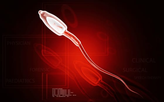 Digital illustration of sperm in colour background
