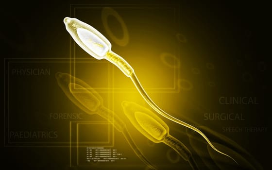 Digital illustration of sperm in colour background