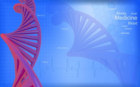 Digital illustration DNA structure in colour background