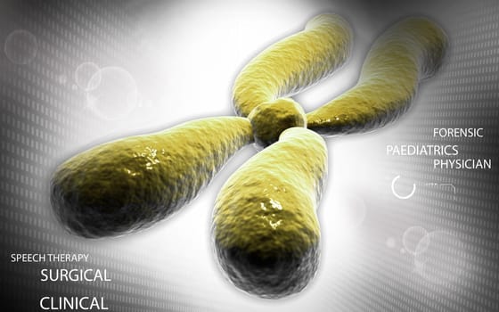 Digital illustration of chromosome in colour background
