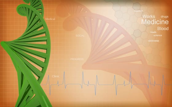 Digital illustration DNA structure in colour background