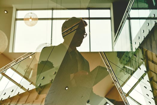 Outline of modern businessman networking in office