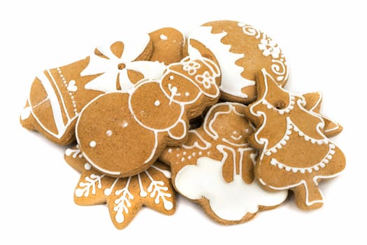 Gingerbread for Christmas,sweet baked goods on white background