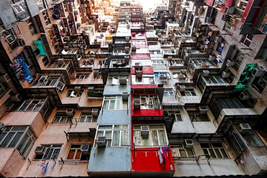 Old apartments in Hong Kong at day