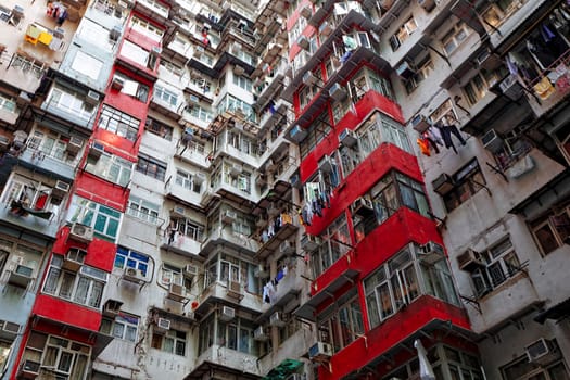 Old apartments in Hong Kong at day