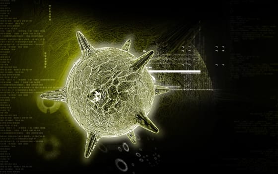 Digital illustration of herpes virus in colour background