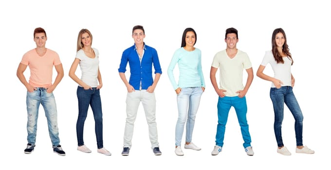 Casual and young people isolated on a white background